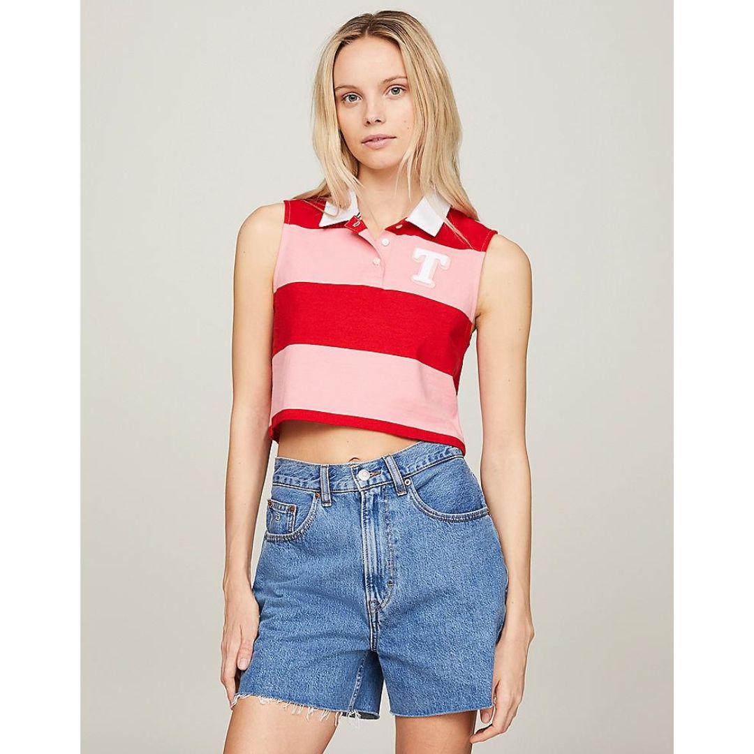 TOMMY JEANS Cropped Letterman Polo